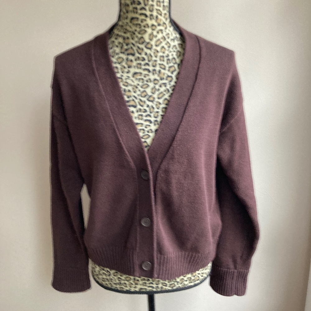 Size S Brown V Neck Crop Cardigan Sweater